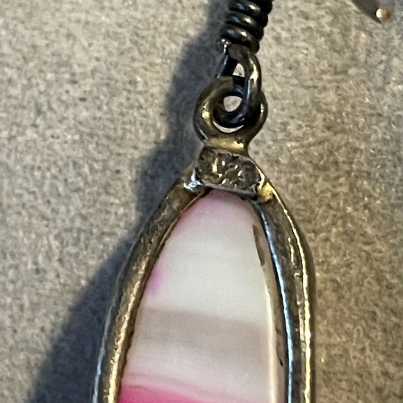 Swirls of Pink & Gray Agate with Rose Quartz Sterling Silver Statement Earrings - Picture 4 of 6